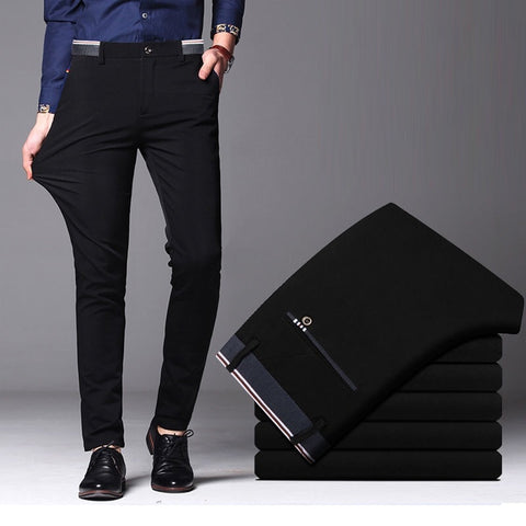 2021 Men's Spring Summer Chinos Fashion Business Casual Long Pants Suit Pants Male Elastic Straight Formal Trousers Plus Big Size 28-40